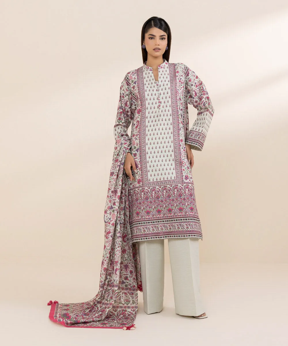 3 Piece - Printed Khaddar Suit