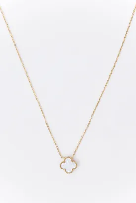 Alora  Clover Pendant Necklace- White