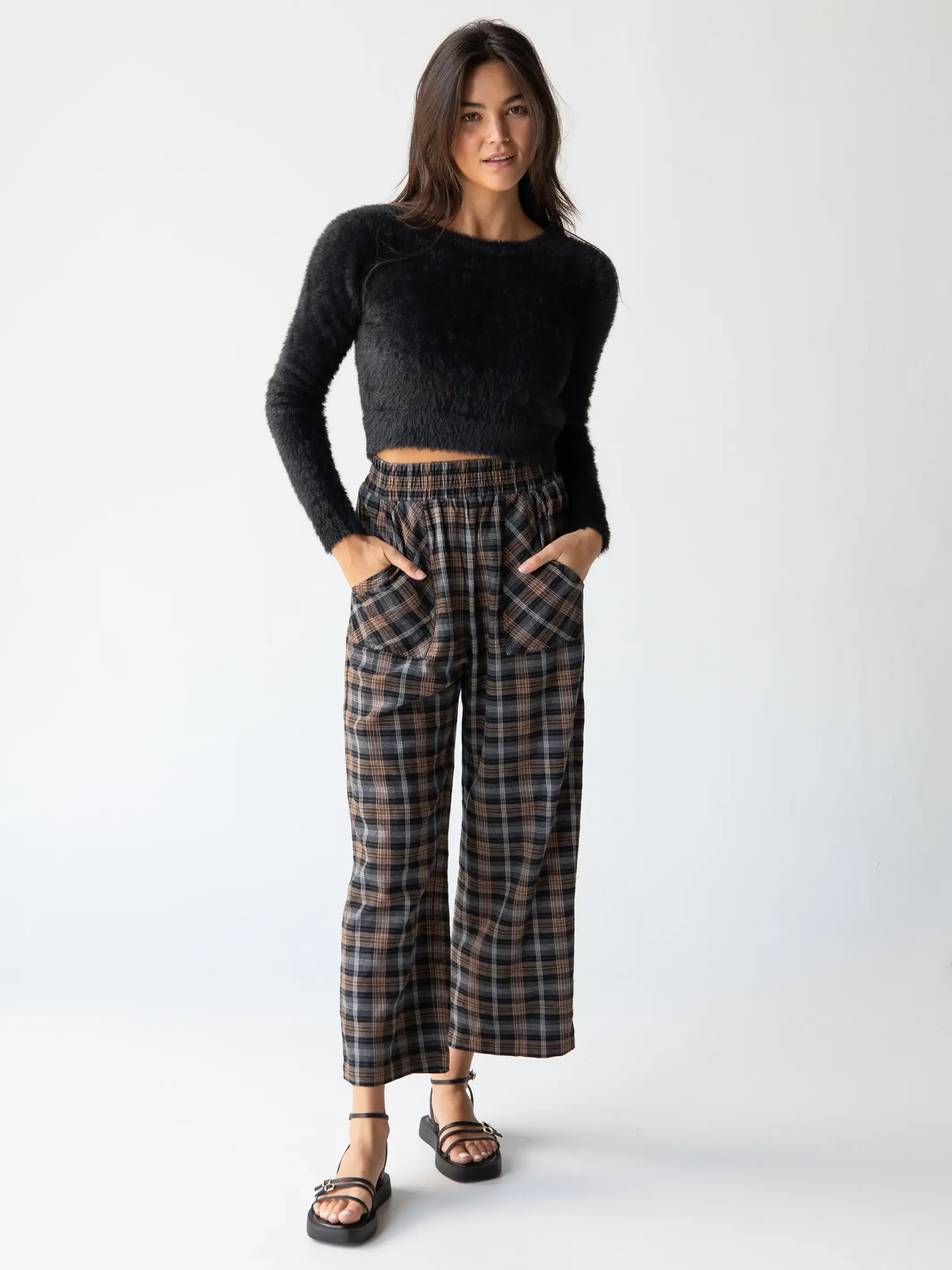 Brown Grey Plaid Beckett Flannel Pant