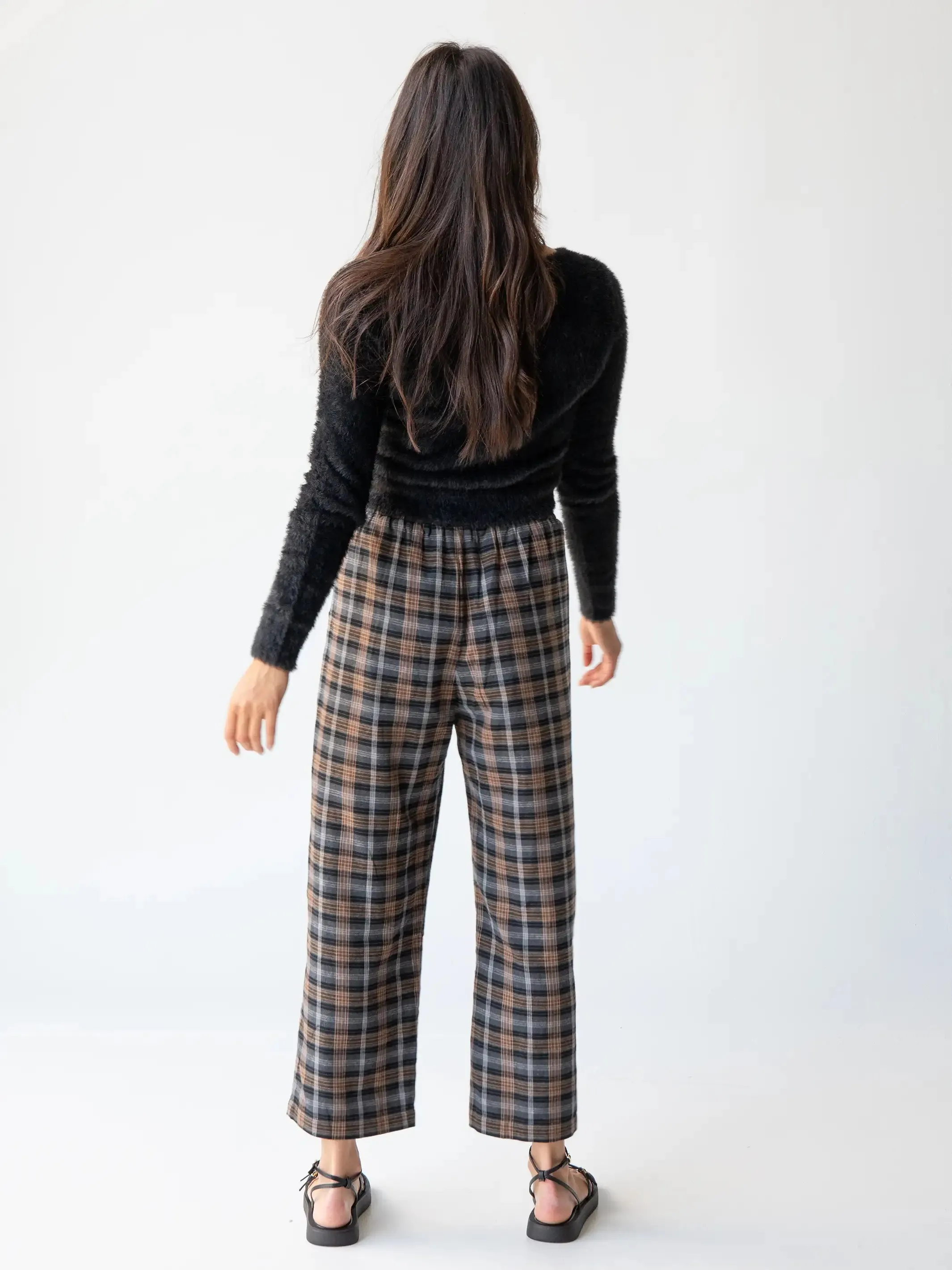 Brown Grey Plaid Beckett Flannel Pant