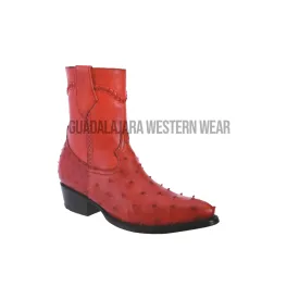 Botin Skinny Avestruz Roja - Piel Primera Original