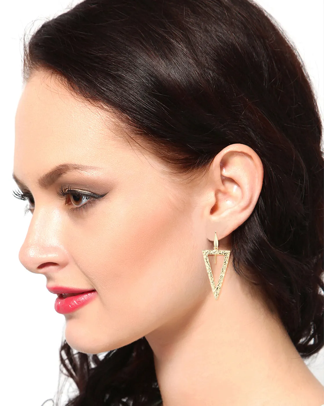 Carlton London Gold Plated Triangular Drop Earring For Women