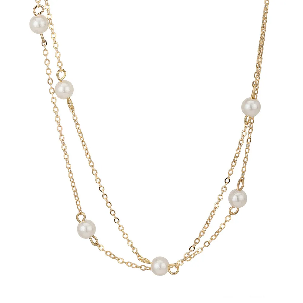 Carlton London Gold-Plated With Pearl  Layered Necklace