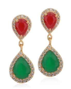 Carlton London Gold Plated With Stone Teardrop Drop Earring For Women