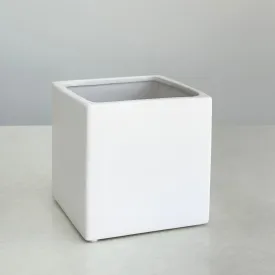 Ceramic Square White Pot Matte Finish