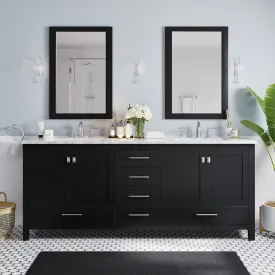 Eviva Aberdeen 84" Bathroom Vanity Double Sinks Undermount Carrara Quartz Countertop New