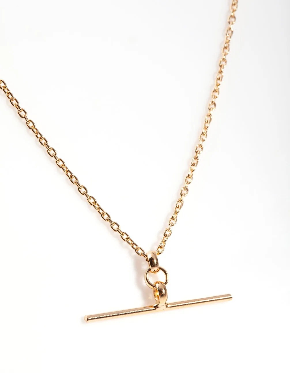 Gold Plated Sterling Silver Fine T Bar Necklace