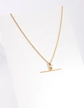 Gold Plated Sterling Silver Fine T Bar Necklace