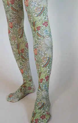 Green Golden Lily by WILLIAM MORRIS Printed Art Tights