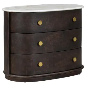 Greer 3 Drawer Nightstand, Chocolate Burl