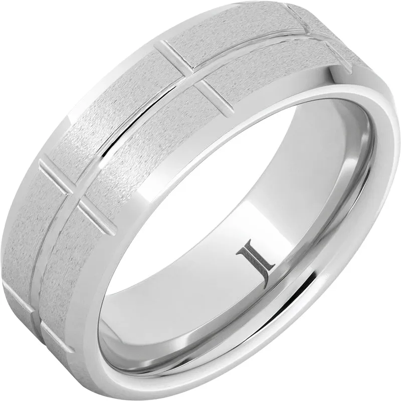 Grid - Stone Finish Grid Pattern Serinium® Ring