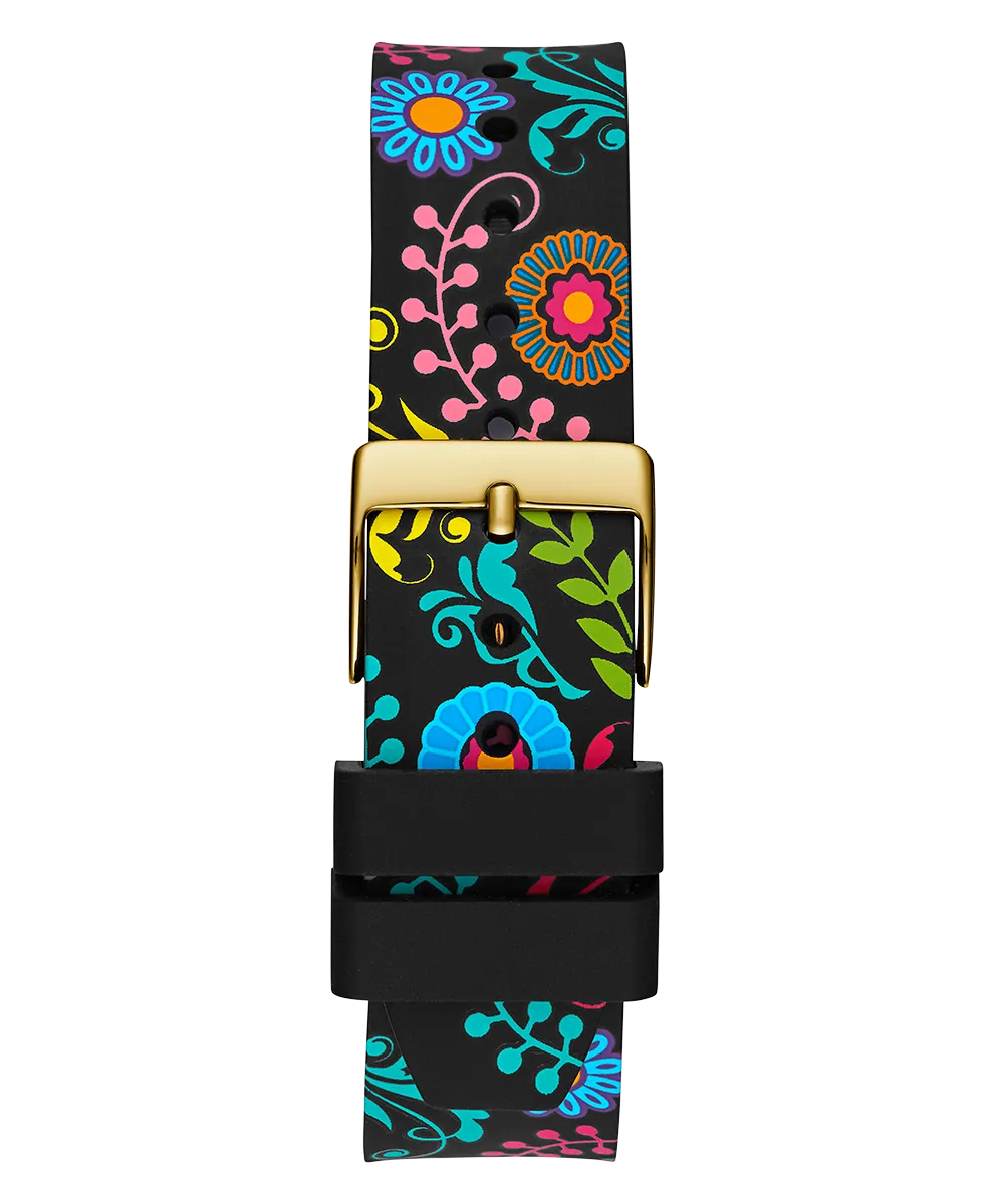 GUESS Womens Day of the Dead Analog Watch - Black and Gold Tone