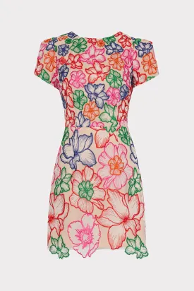 Kyla Cascading Floral Embroidered Dress