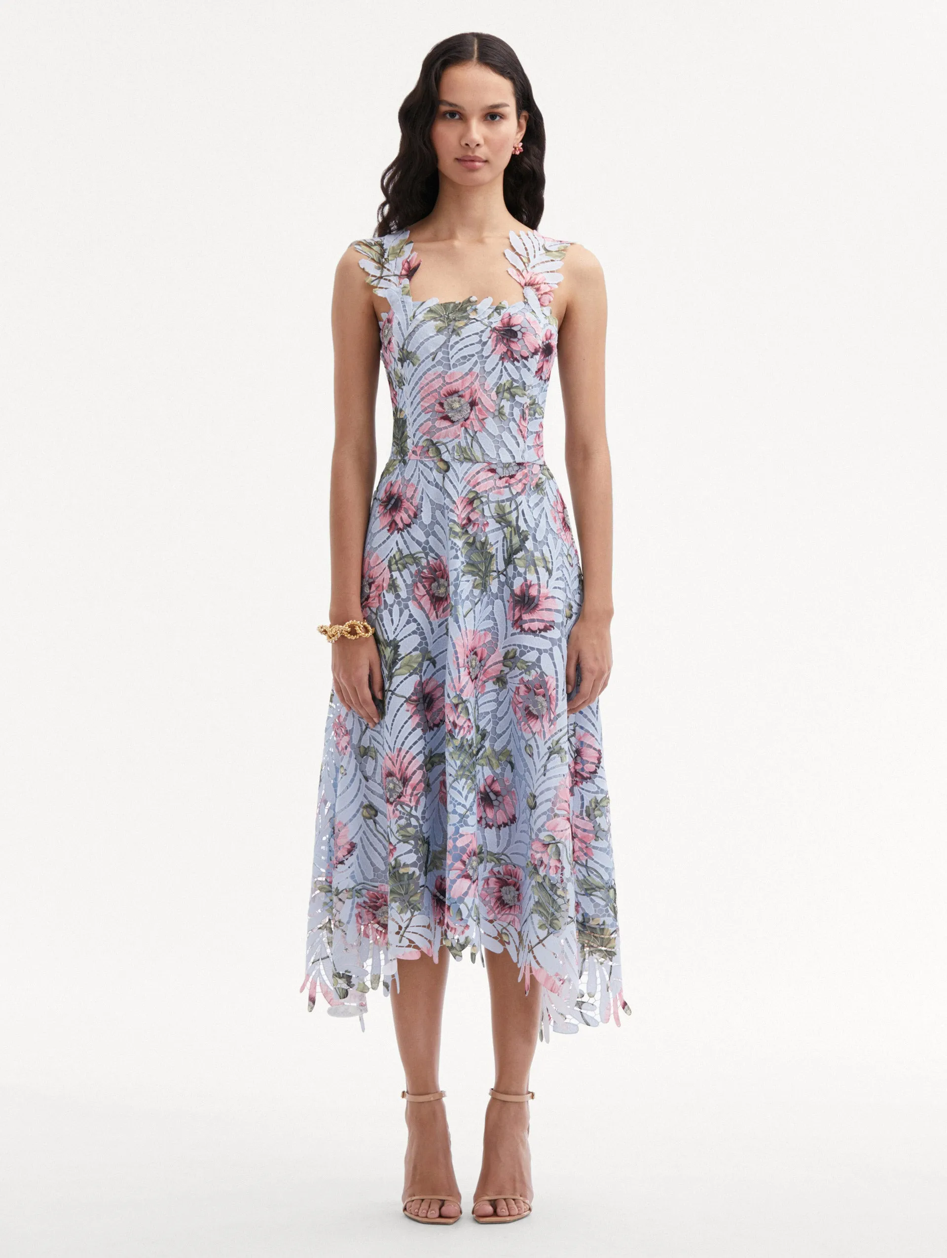 Poppy Printed Fern Guipure Dress