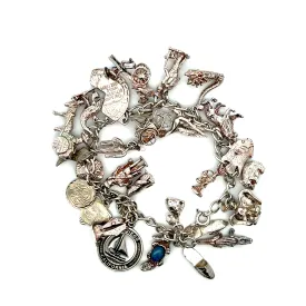 Sterling Silver Traditional Charm Bracelet with 26 Charms