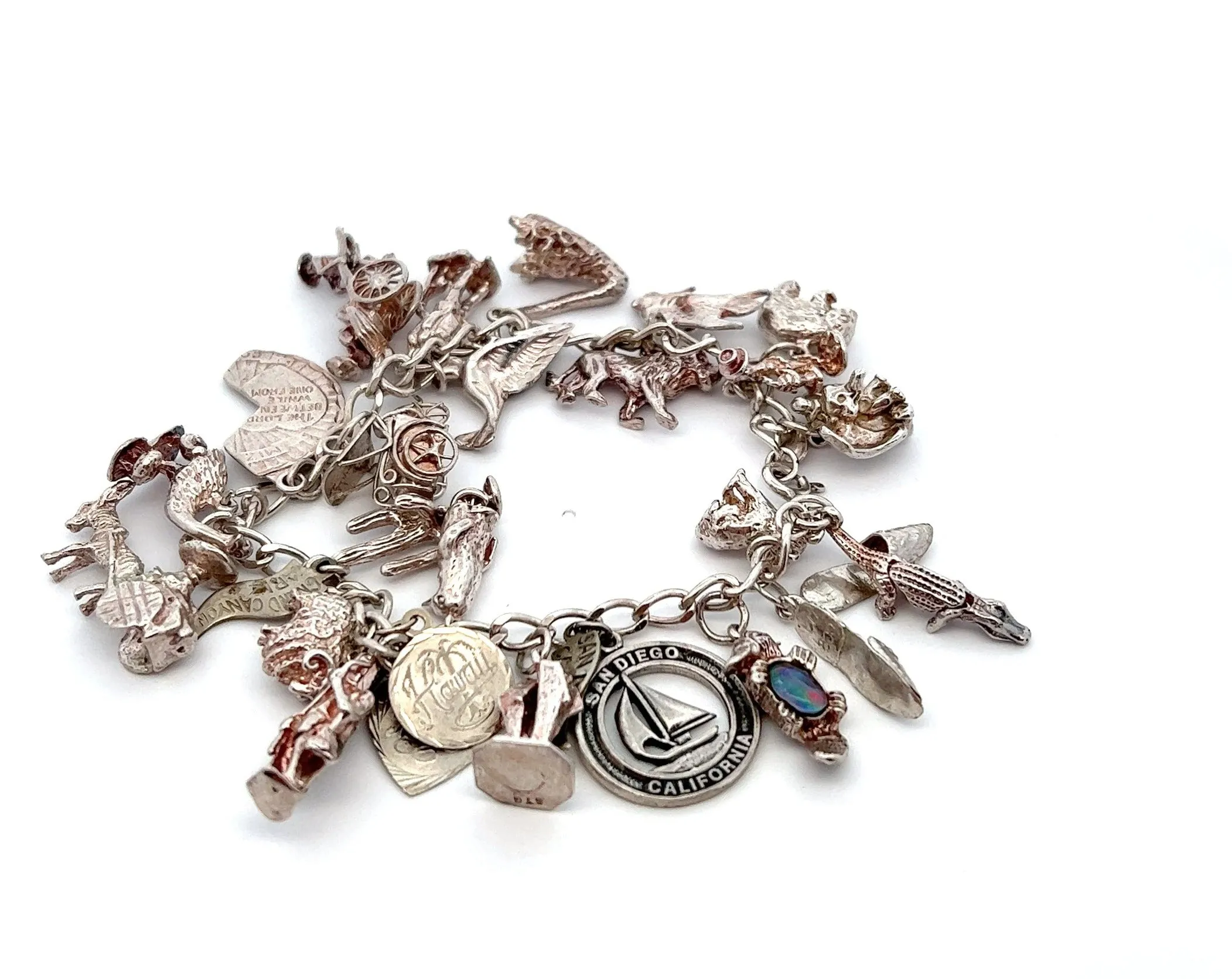 Sterling Silver Traditional Charm Bracelet with 26 Charms